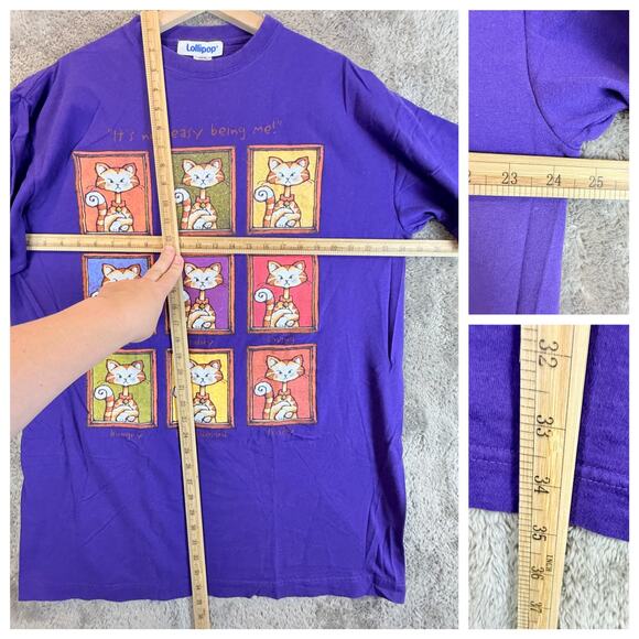 Vintage Crazy Cat Lady Lollipop Purple Night Sleep Shirt Oversized Tee One Size - Picture 6 of 7